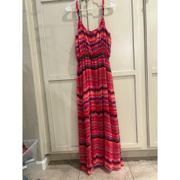 White House Black Market Women's Maxi Dress M 6-12 Red Pink WHBM Dress - Picture 3 of 5
